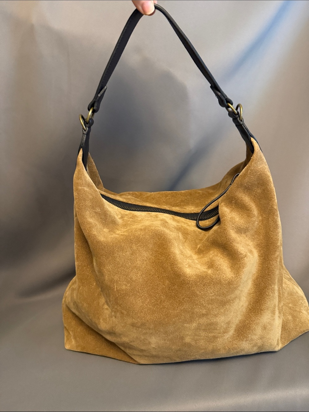 Parker Thatch Maurice Suede Hobo Shoulder Bag Tan Olive Suede